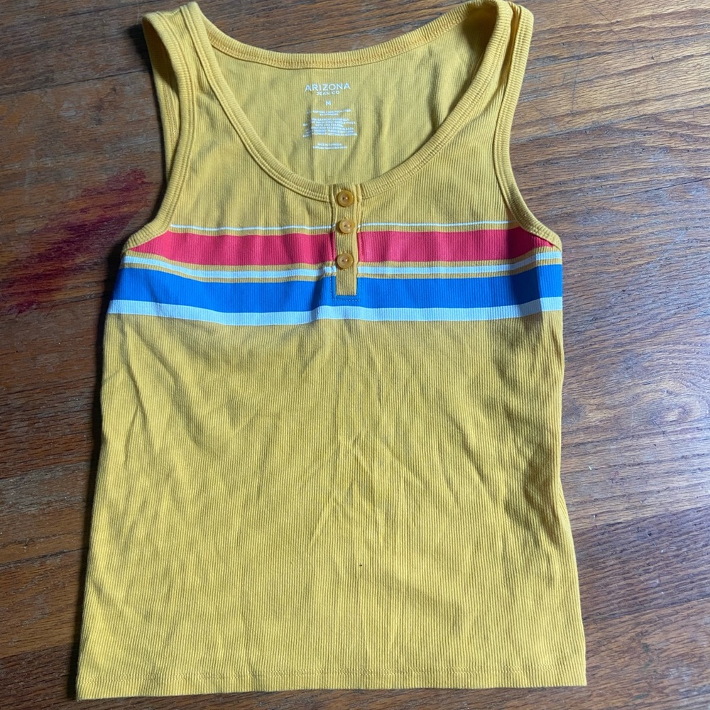 Yellow tank top, with stripes